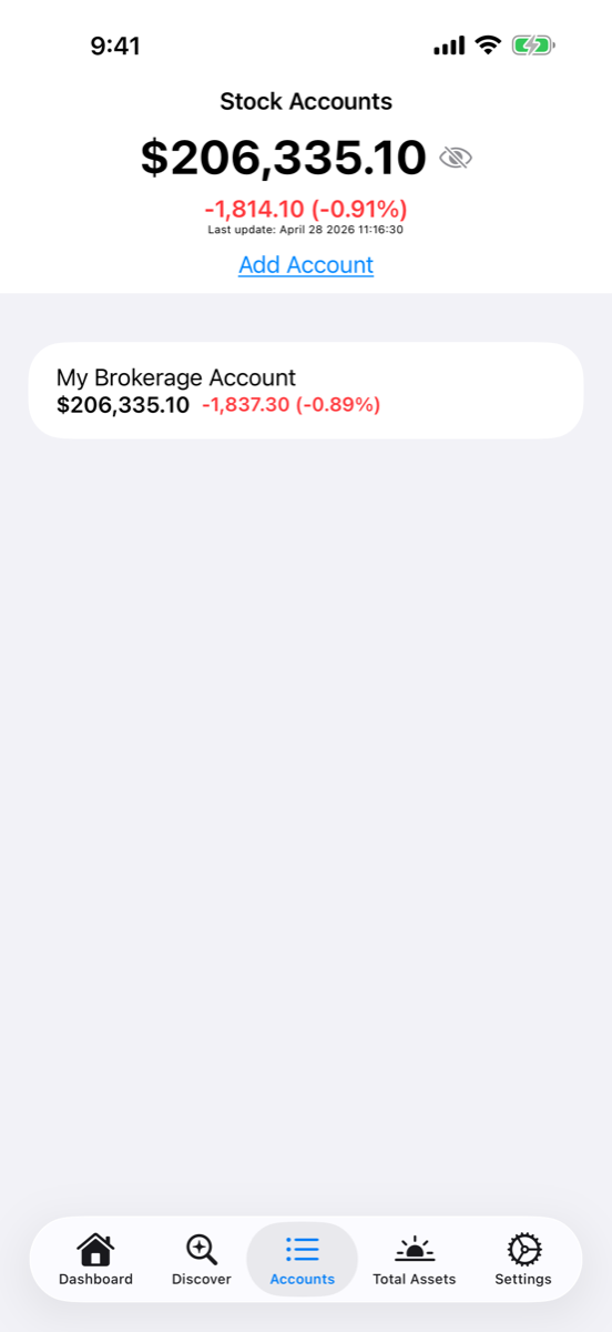 Consider accounts screen